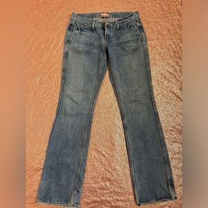 Stronghold Jeans Women’s  29 Blue Denim Bootcut Low Rise Distressed. 70s Style